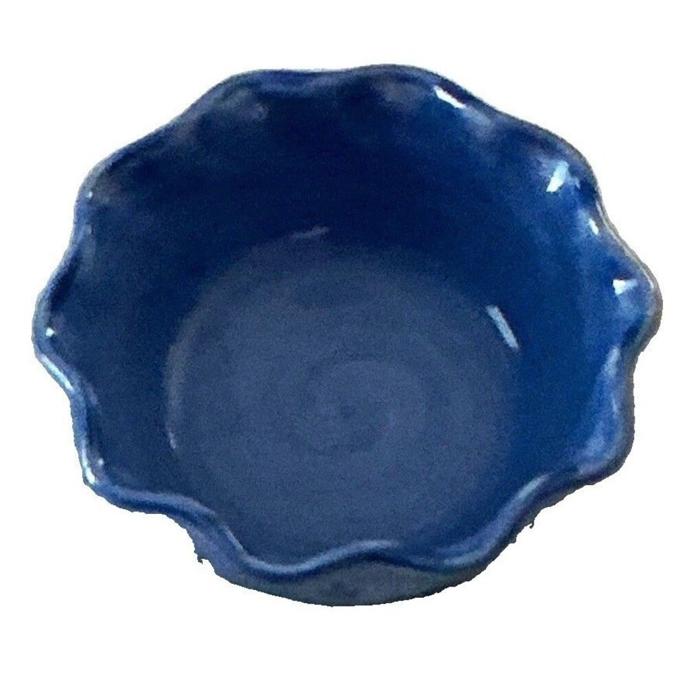 Pfaltzgraff Blue Floral Stoneware Bowl 6 in Scalloped Rim Glossy Mexico